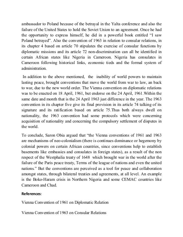 vienna convention on diplomatic relations on elections vienna convention on diplomatic relations on elections
