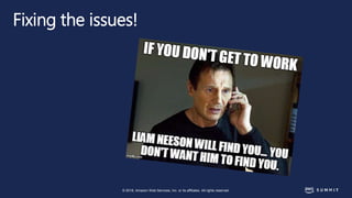 © 2018, Amazon Web Services, Inc. or its affiliates. All rights reserved.
Fixing the issues!
 