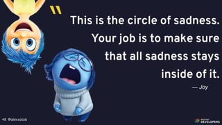 @alexsotob48
This is the circle of sadness.
Your job is to make sure
that all sadness stays
inside of it.
— Joy
“
 