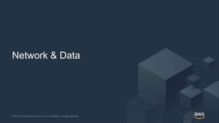 © 2017, Amazon Web Services, Inc. or its Affiliates. All rights reserved.© 2017, Amazon Web Services, Inc. or its Affiliates. All rights reserved.
Network & Data
 