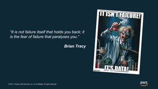 © 2017, Amazon Web Services, Inc. or its Affiliates. All rights reserved.
“It is not failure itself that holds you back; it
is the fear of failure that paralyses you.”
Brian Tracy
 