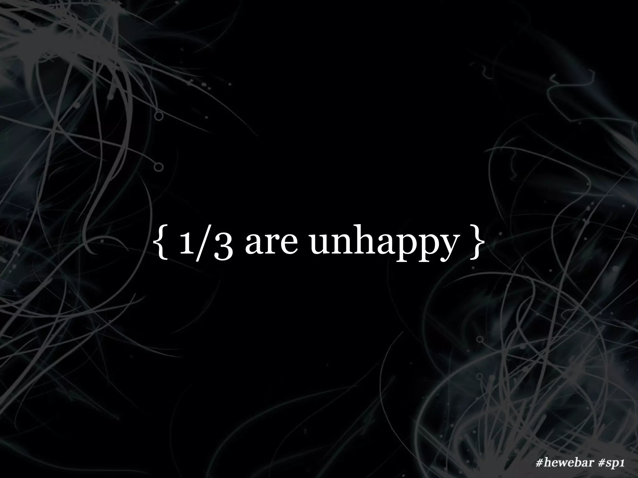 { 1/3 are unhappy }
 