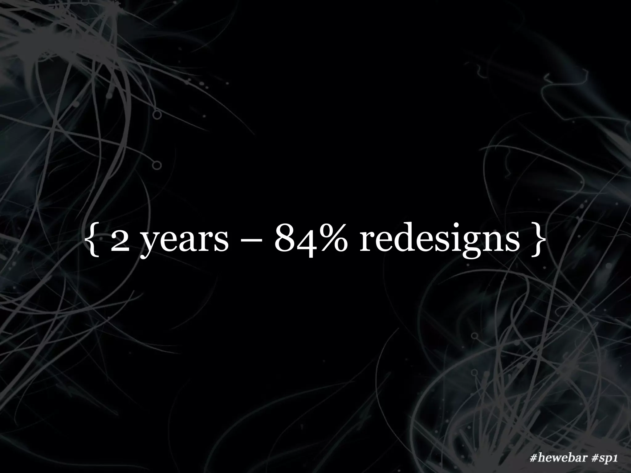{ 2 years – 84% redesigns }
 