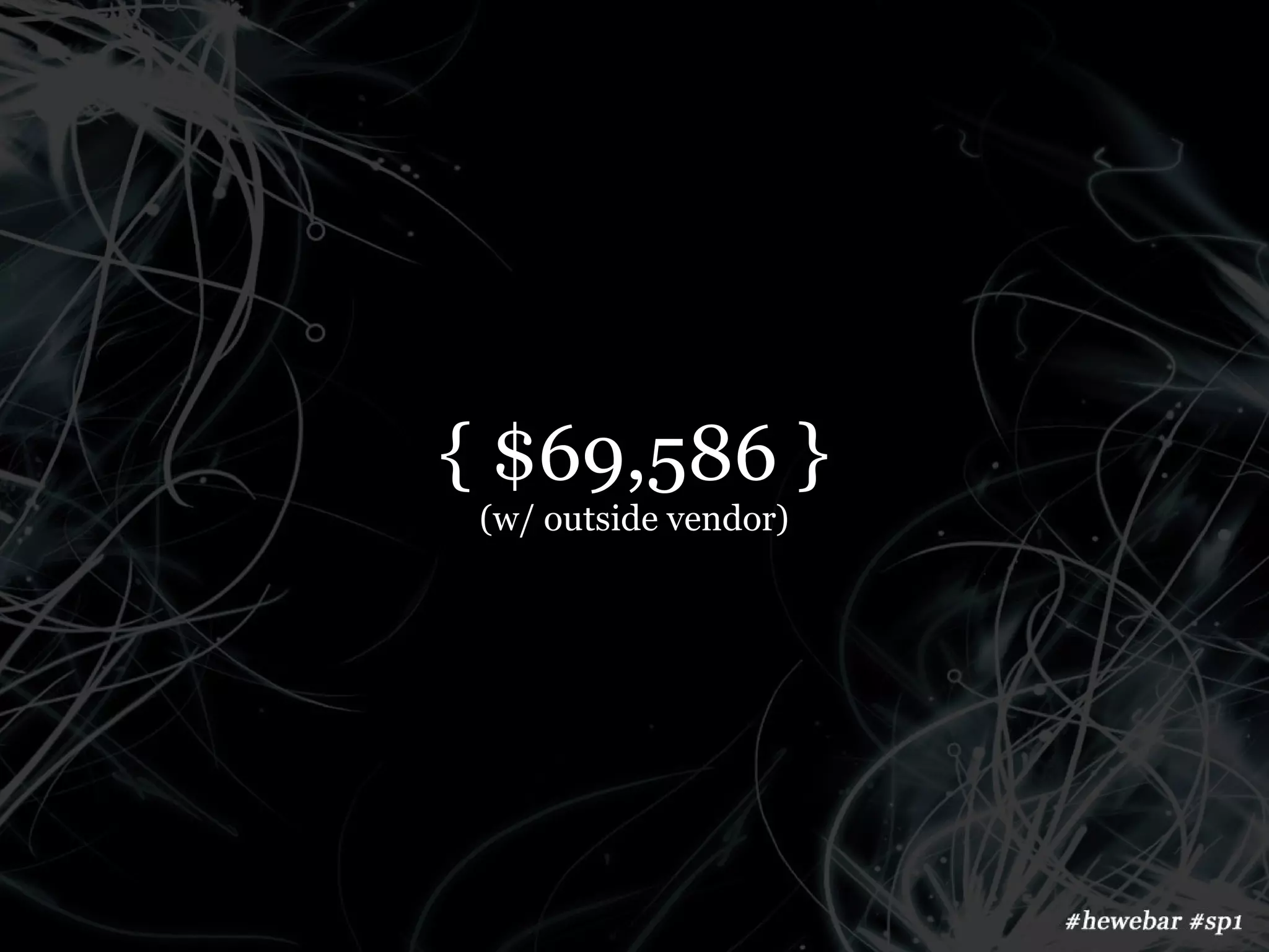 { $69,586 }
 (w/ outside vendor)
 