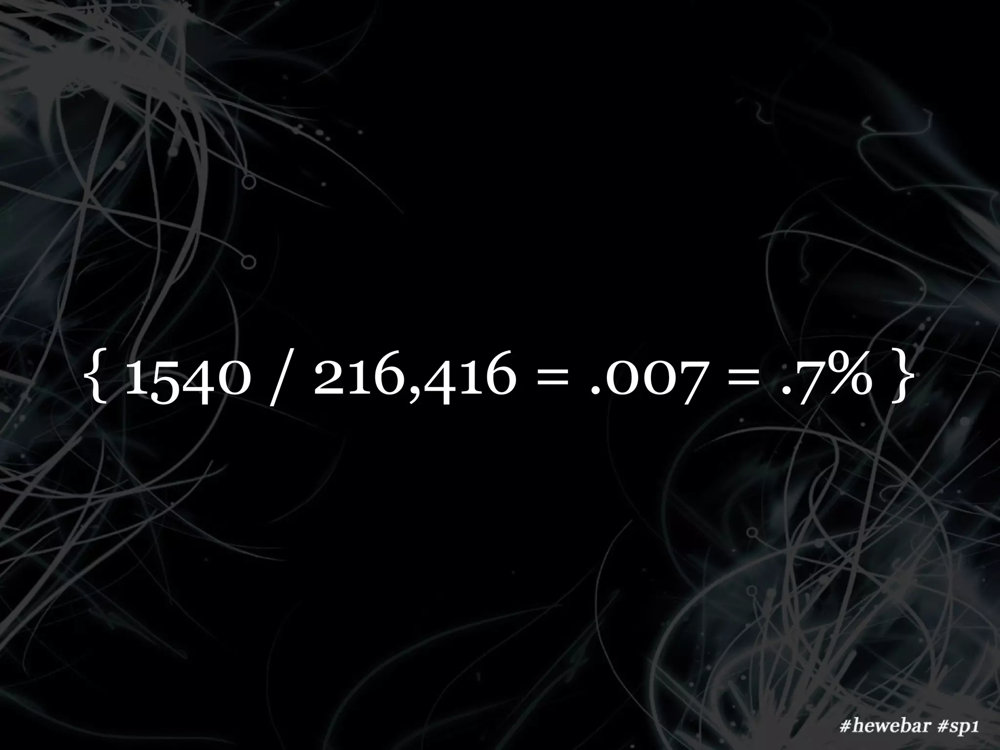 { 1540 / 216,416 = .007 = .7% }
 