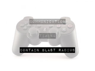communication
Timing
contain Blast radius
 
