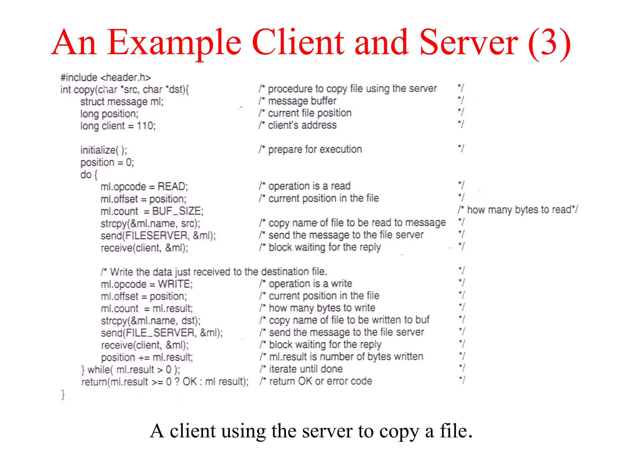 An Example Client and Server (3)
A client using the server to copy a file.
1-27 b
 