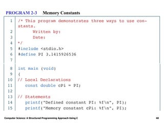 Computer Science: A Structured Programming Approach Using C 40
PROGRAM 2-3 Memory Constants
 