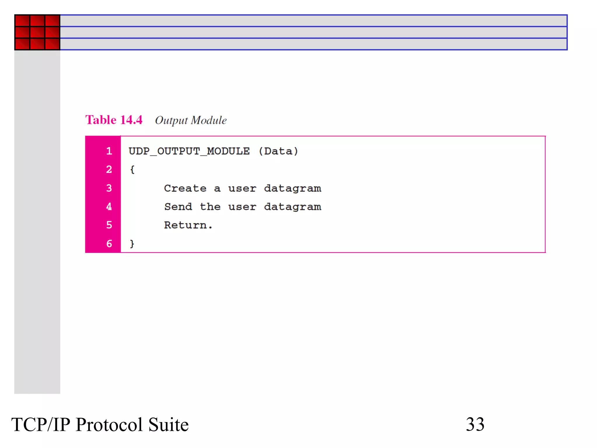 TCP/IP Protocol Suite   33
 