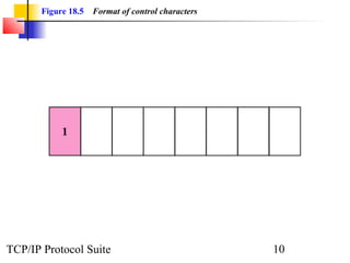 Figure 18.5 Format of control characters 
TCP/IP Protocol Suite 10 
 