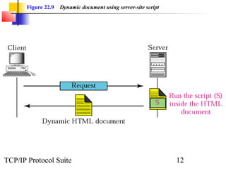 Figure 22.9 Dynamic document using server-site script 
TCP/IP Protocol Suite 12 
 