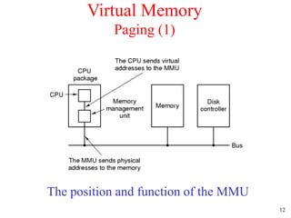 12
Virtual Memory
Paging (1)
The position and function of the MMU
 