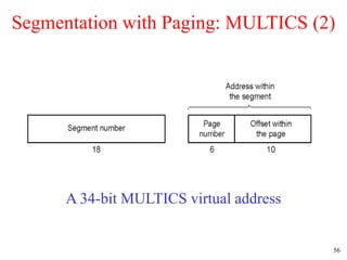 56
Segmentation with Paging: MULTICS (2)
A 34-bit MULTICS virtual address
 