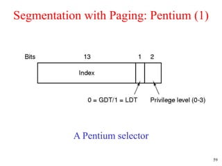 59
Segmentation with Paging: Pentium (1)
A Pentium selector
 