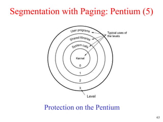 63
Segmentation with Paging: Pentium (5)
Protection on the Pentium
Level
 