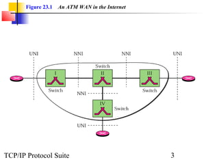 Figure 23.1 An ATM WAN in the Internet 
TCP/IP Protocol Suite 3 
 
