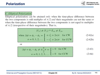 Antennas and Propagation Course (5801437-3) Chapter 03 By Dr. Hamza KAOUACH 113
Polarization
 