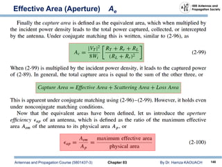 Antennas and Propagation Course (5801437-3) Chapter 03 By Dr. Hamza KAOUACH 148
Effective Area (Aperture) Ae
 
