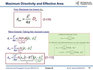 Antennas and Propagation Course (5801437-3) Chapter 03 By Dr. Hamza KAOUACH 155
Maximum Directivity and Effective Area
 