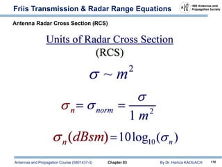 Antennas and Propagation Course (5801437-3) Chapter 03 By Dr. Hamza KAOUACH 170
Friis Transmission & Radar Range Equations
Antenna Radar Cross Section (RCS)
 