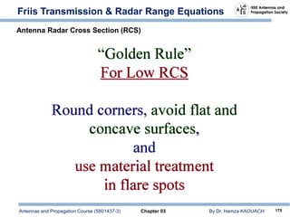Antennas and Propagation Course (5801437-3) Chapter 03 By Dr. Hamza KAOUACH 175
Friis Transmission & Radar Range Equations
Antenna Radar Cross Section (RCS)
 
