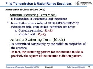 Antennas and Propagation Course (5801437-3) Chapter 03 By Dr. Hamza KAOUACH 177
Friis Transmission & Radar Range Equations
Antenna Radar Cross Section (RCS)
 