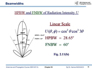 Antennas and Propagation Course (5801437-3) Chapter 03 By Dr. Hamza KAOUACH 45
Beamwidths
 