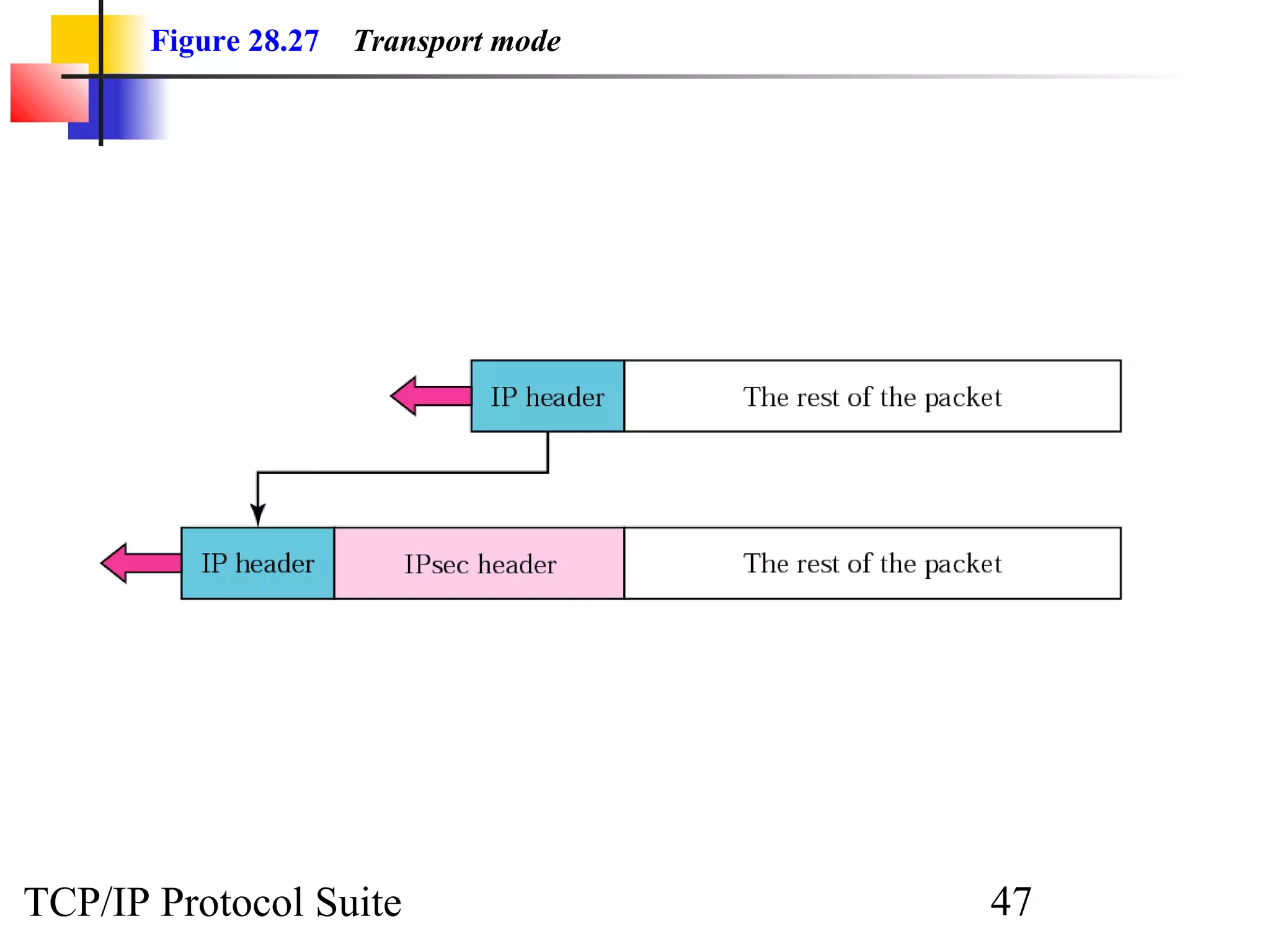 Figure 28.27 Transport mode 
TCP/IP Protocol Suite 47 
 