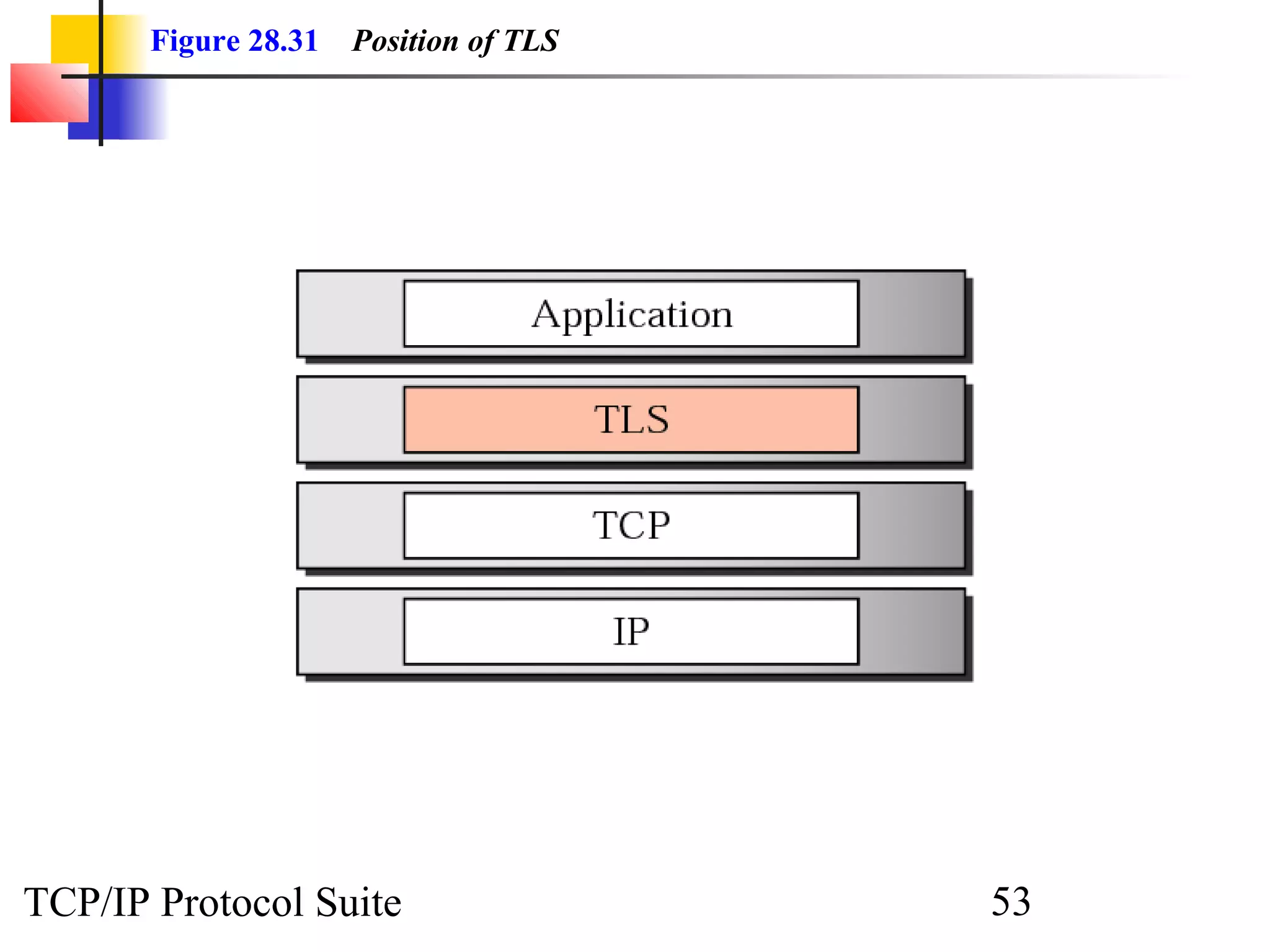 Figure 28.31 Position of TLS 
TCP/IP Protocol Suite 53 
 