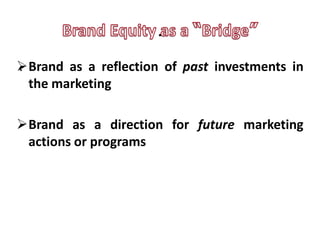 .
Brand as a reflection of past investments in
.
  the marketing

Brand as a direction for future marketing
 actions or programs
 