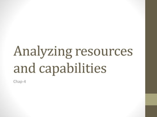 Analyzing resources
and capabilities
Chap-4
 