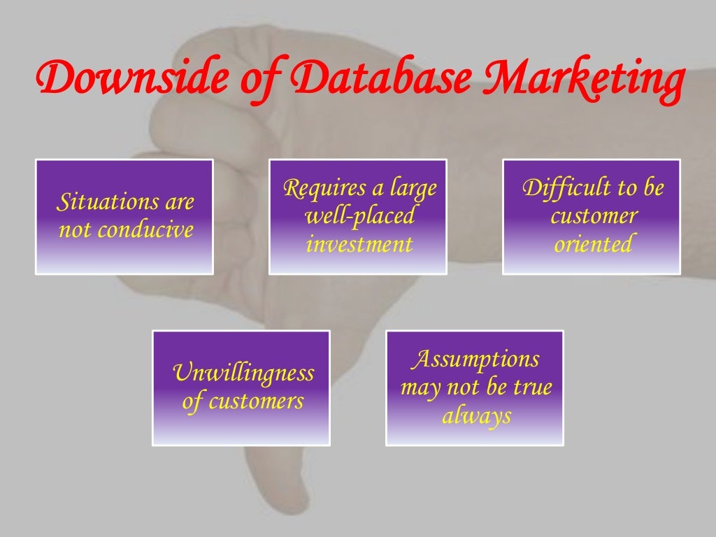 what are the pros and cons of database marketing