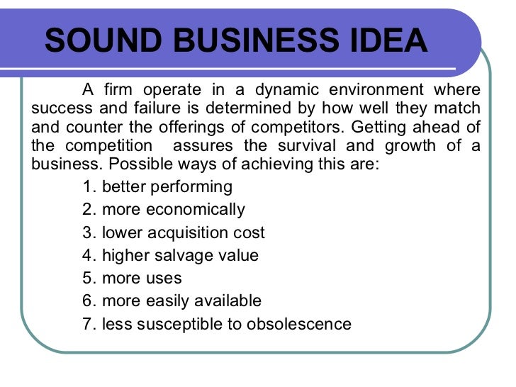 presentation of a sound business idea example