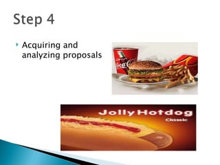    Acquiring and
    analyzing proposals
 