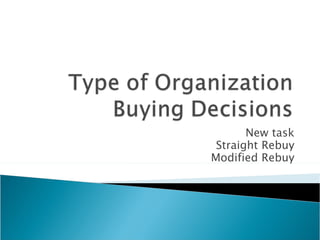 New task
 Straight Rebuy
Modified Rebuy
 