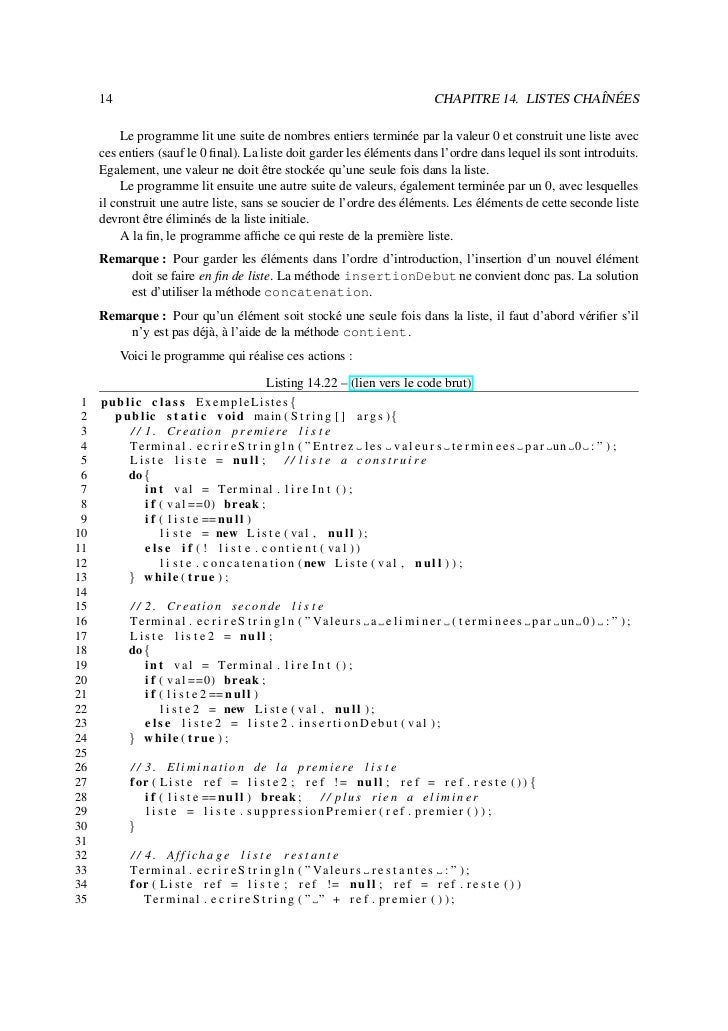 listes chainée en JAVA
