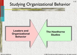 Studying Organizational Behavior Leaders and Organizational Behavior The Hawthorne Studies 