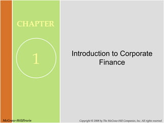 Introduction to Corporate Finance 