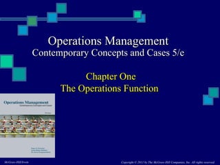 Chapter One The Operations Function   Copyright © 2011 by The McGraw-Hill Companies, Inc. All rights reserved. McGraw-Hill/Irwin Operations Management Contemporary Concepts and Cases 5/e 