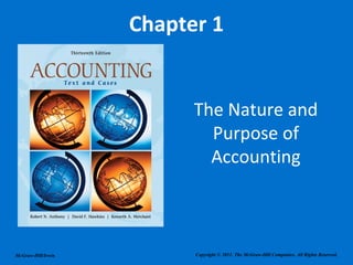 McGraw-Hill/Irwin
Chapter 1
The Nature and
Purpose of
Accounting
Copyright © 2011. The McGraw-Hill Companies. All Rights Reserved.
 