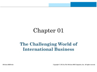 Chapter 01
The Challenging World of
International Business
McGraw-Hill/Irwin Copyright © 2012 by The McGraw-Hill Companies, Inc. All rights reserved.
 