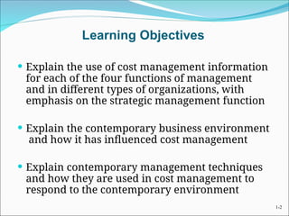 introduction to cost management and strategy | PPT