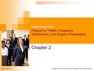 Describing Data:
Frequency Tables, Frequency
Distributions, and Graphic Presentation
Chapter 2
McGraw-Hill/Irwin Copyright © 2012 by The McGraw-Hill Companies, Inc. All rights reserved.
 