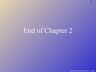 27
©The McGraw-Hill Companies, Inc., 2004
End of Chapter 2
 