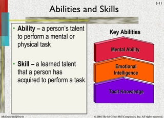 HBO Handout Chapter 3 (Individual Differences and Work Behavior) | PPT