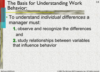 HBO Handout Chapter 3 (Individual Differences and Work Behavior) | PPT