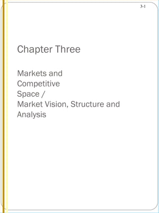 3-1




Chapter Three

Markets and
Competitive
Space /
Market Vision, Structure and
Analysis
 