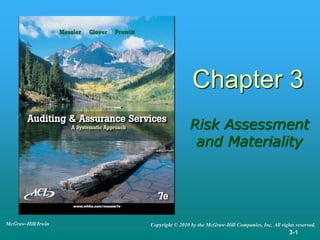 3-1
Chapter 3
Risk Assessment
and Materiality
Copyright © 2010 by the McGraw-Hill Companies, Inc. All rights reserved.
McGraw-Hill/Irwin
 