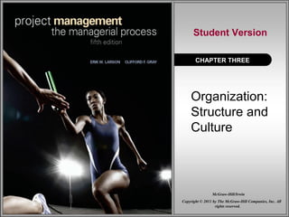 Student Version
CHAPTER THREE

Organization:
Structure and
Culture

McGraw-Hill/Irwin
Copyright © 2011 by The McGraw-Hill Companies, Inc. All
rights reserved.

 
