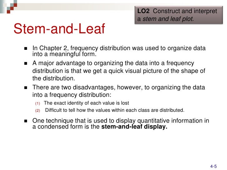 stem leaf disadvantages plot and Chap004 stem leaf disadvantages plot and Chap004
